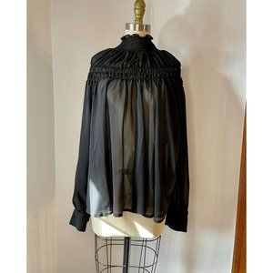 Black Sheer Turtleneck Blouse